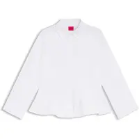 HUGO Slim-fit blouse van katoen met peplumzoom