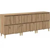vidaXL Dressoirs 3 st Artisan Eiken 60 x 35 x 70 cm Bewerkt hout