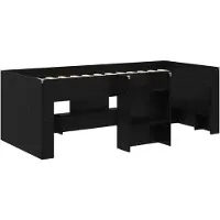 vidaXL Kinderhoogslaper Zwart eiken 75 x 190 cm Bewerkt hout