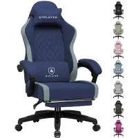 GTPLAYER - Gaming Stoel - Ergonomisch met Ademende Stof en Voetensteun - Blauw