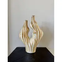 Life Deco Vaas organic stripes stoneware terra 22.5x9.5x33
