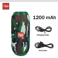 T&G Bluetooth Speaker – Waterproof TWS Outdoor Surround Sound Box with TF/USB/AUX/FM Support – Camouflage