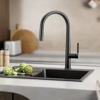 CECIPA MAX Keukenkraan met Uittrekbare Uitloop - Zwart - 2 Straalstanden - 40 cm Uittrekbereik - Handdouche met Slang - 360° draaibare