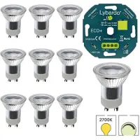 Lybardo - GU10 LED lamp - GU11 spot 35mm - 10 pack - 3W - Dimbaar - Warmwit Licht + LED Dimmer 3-200W