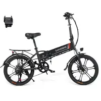 Samebike 20LVXD30 Elektrische Fiets – 250W Motor – 48V 10.4Ah Uitneembare Accu – 20" All-Terrain Banden – 7 Versnellingen – Opvouwbaar – Max 25 km/h – LED Verlichting – Zwart