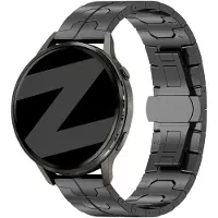 Bandz Stalen 'Iron' band geschikt voor Garmin Vivoactive 4 / Garmin Venu 4 - 45mm / Garmin Venu 3 / Garmin Venu 2 / Garmin Forerunner 570 - 47mm / Garmin Forerunner 265 / Garmin Forerunner 255- Zwart