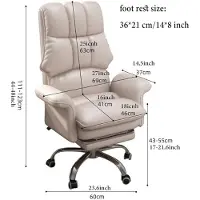 Nicole Ergonomische Bureaustoel met Voetensteun 60x100-110 cm – Verstelbare Lendensteun, Hoge Rugleuning, 360° Draaibaar, Comfort Gaming & Thuiswerk Stoel Blauw