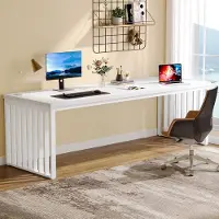 Tribesigns Computerbureau - Dubbel Lang Bureau - Computertafel - Bureautafel voor Thuiskantoor - 180 x 60 x 76 cm - Wit