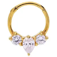 Lucardi - Dames Stalen helixpiercing met zirkonia - Piercing - Staal - Zilverkleurig