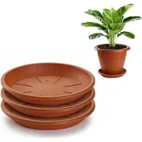 PlasticForte plantenpot onder schotel / opvang schaal - 3x - terracotta - dia 26 cm - Kunststof - voor een pot met dia 30/35 cm