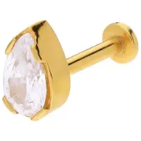 Lucardi - Dames Stalen goldplated helixpiercing met zirkonia - Piercing - Staal - Goudkleurig
