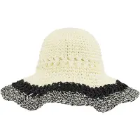 Gimme Gevlochten Hoed met Lagen - Trendy Zonnehoed - Stijlvol Strandaccessoire voor Vakantie en Dagelijks Gebruik - Zwart