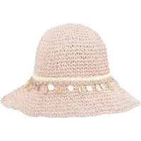 Gimme Strandhoed met Schelpen - Trendy Gevlochten Zonnehoed - Stijlvol Vakantieaccessoire met Maritiem Accent - Roze
