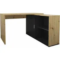 Huisenthuis.nl Bureau Rafael Eiken - Zwart - 118x124,5cm - Hoekbureau - Met opbergruimte - Hoogte 75 cm