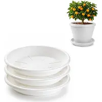 PlasticForte plantenpot onder schotel / opvang schaal - 3x - wit - dia 40 cm - Kunststof - voor een pot met dia 45/50 cm