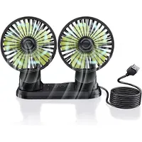 VHV - Dubbele USB ventilator - dual head tafelventilator - 360 graden verstelbare ventilator 3 standen 360° verstelbaar - voor auto, bureau en thuis