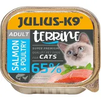 Julius-K9 - Natvoer voor volwassen katten – Smeuïge kattenpaté met zalm - Zalm & gevogelte 5 x 100g