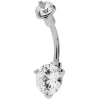 Lucardi - Dames Stalen navelpiercing met zirkonia - Piercing - Staal - Zilverkleurig