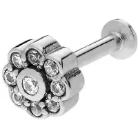 Lucardi - Dames Stalen helixpiercing met zirkonia - Piercing - Staal - Zilverkleurig