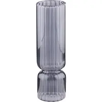 Arti Casa Vaas van Glas - Rond Model met Geribbelde Structuur - Waterdicht - Modern Design - Decoratieve Bloemenvaas voor Binnen - Geschikt als Woonaccessoire - Ø5 x H17 cm - Grijs