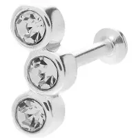 Lucardi - Dames Stalen helixpiercing met kristal - Piercing - Staal - Zilverkleurig