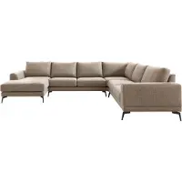 Profijt Meubel Hoekbank rechts Flandria bruin basic comfort | U-vorm | Stof | Lengte: 276cm | Breedte: 357cm | Hoogte: 84cm