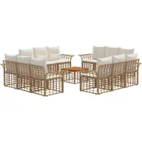 vidaXL Buiten bank set 13 st Natuurlijk en Crème Wit Polyester