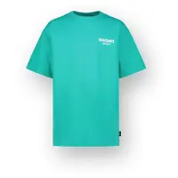 Vingino T-shirt turquoise Blauw Jongens Katoen Ronde hals Logo - maat 128