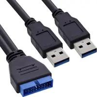 InLine Pin Header adapter USB3.0 (m) - 2x USB-A (m)