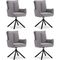 Homestyle4u Eetkamerstoel - set van 4 - grijs - met armleuningen - draaibaar