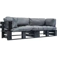 Prolenta Maison Exclusive - 2-delige loungeset voor buiten, gemaakt van pallets met kussens in de kleur grijs, van grenenhout