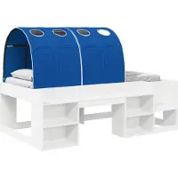 vidaXL Bedframe met Tunnel met plank 3 st Wit en Blauw Bewerkt hout
