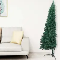 Prolenta Maison Exclusive - Kunstkerstboom, halver grootte, met verlichting, groene ballen, 150 cm