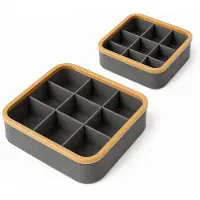 Alpina Opbergmand met 9 Vakken - Kast Organizer - Bamboe en Polyester - 30 x 30 x 9 cm - 6 Liter