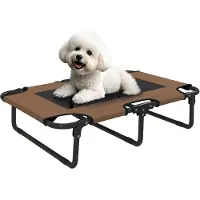 PawHut -Erhöhtes Hundebett-Polyester, Stahl-75L x 51B x 18H cm-Kaffee