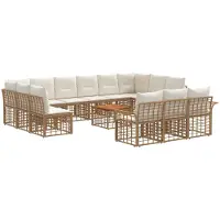 vidaXL Tuinset met 14 stukken. Natuurlijke en crème-witte polyester stof