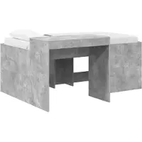 vidaXL Kinderhoogslaper met bureau Betongrijs 80 x 160 cm Bewerkt hout