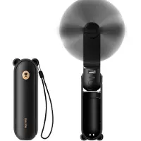 JISULIFE Mini Handventilator, 3-in-1 (Persoonlijke ventilator/2000 mAh oplaadbare powerbank/zaklamp) Zakelijk ontwerp voor buiten, Zwart
