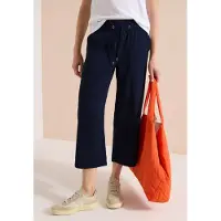 Cecil Dames 3/4 Wide Legs broek in seersucker kwaliteit - Blauw - XS