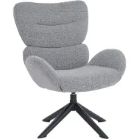 Mendler Loungestoel -Q53, fauteuil, loungestoel, eetkamerstoel, draaibaar, metaal, chenille (420 g/m²) ~ donkergrijs