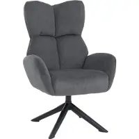 MCW Loungestoel -Q54, cocktail-/gestoffeerde-/relaxstoel, draaibare loungestoel, metaal, corduroy (320 g/m²) ~ donkergrijs