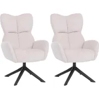 Mendler Set van 2 eetkamerstoelen -Q54, relaxstoel, loungestoel, gestoffeerde stoel, draaibaar, metaal, corduroy (320 g/m²) ~ crème