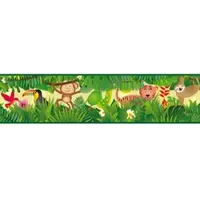 A.S. Création JUNGLE DIEREN BEHANGRAND | Zelfklevend - meerkleurig - Only Borders 11