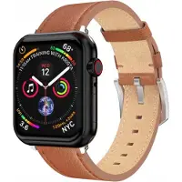 Swissten Leren bandje voor Apple Watch 42/44/45/49 mm Bruin (zilveren gesp en zilveren montuur) (Leer), Horlogebandjes, Bruin
