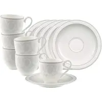 Villeroy & Boch Espressotassen mit Untertassen Gray Pearl 70 ml Set van 6