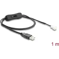 DeLOCK Fan Cable USB 2.0 Type-A male to 3 pin (2 pins connected) fan connector male with switch 1 m