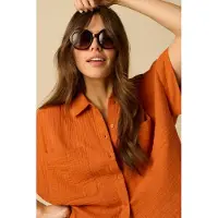 Sissy-Boy Donkeroranje mousseline blouse | Maat: XL