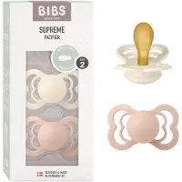 BIBS Fopspeen Supreme Blush /Ivory Latex 6-36 maanden, 2 stuks.