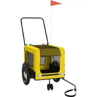 vidaXL Hondenfietstrailer oxford stof en ijzer geel en zwart