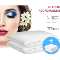 ISleep Classic Hoofdkussen Set (2 Hoofdkussens + 2 Moltonslopen) - Puntkussen - 60x70 cm